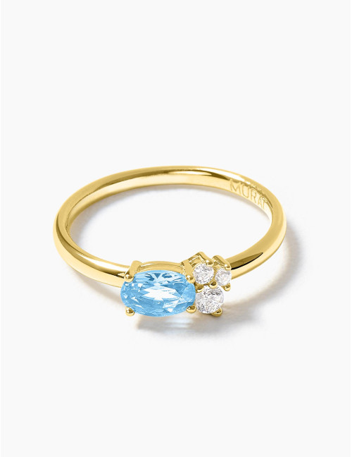 Bague Royale Twist Bleu Glacier Doré