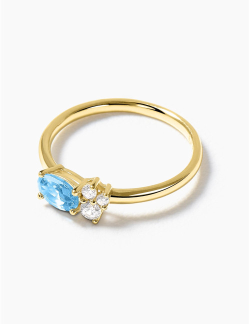 Bague Royale Twist Bleu Glacier Doré