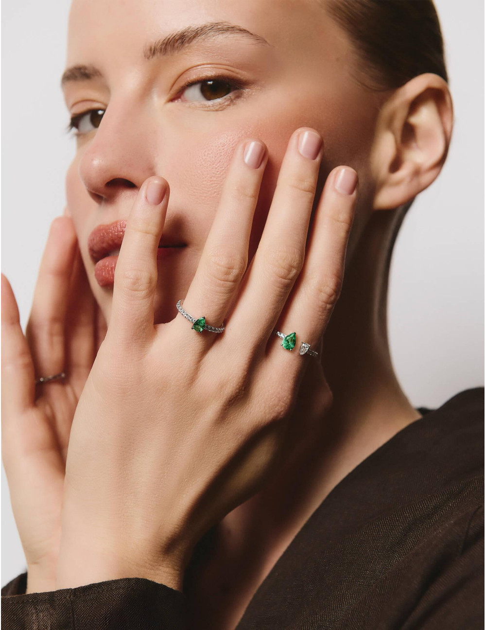 Bague Vivienne Vert Accompagnée Argent