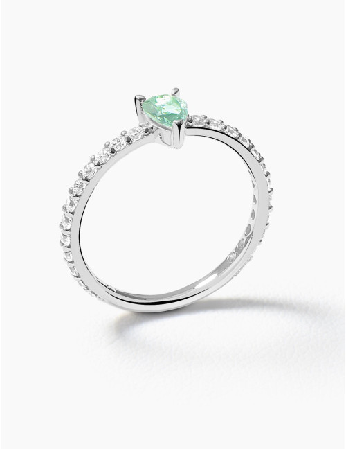 Bague Vivienne Vert Accompagnée Argent