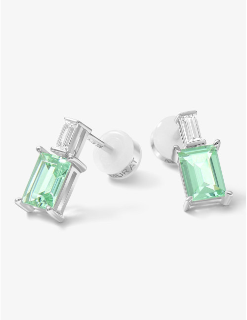 Boucles d'oreilles Vendôme Vert Argent