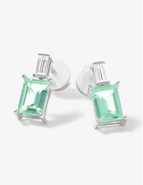 Boucles d'oreilles Vendôme Vert Argent