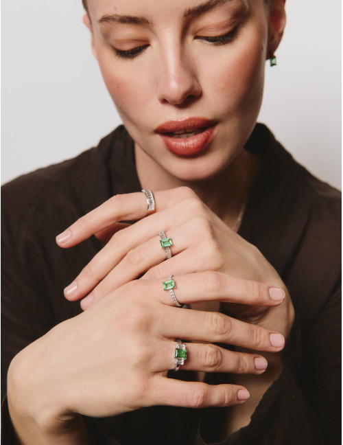 Bague Vendôme Vert Argent