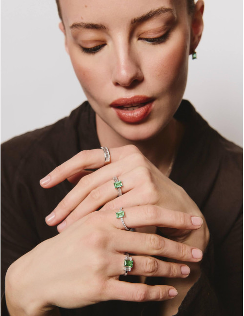Bague Vendôme Trilogie Vert Argent