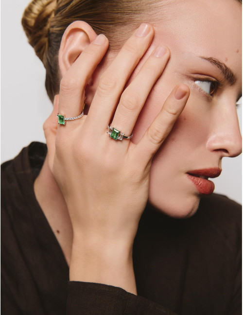 Bague Vendôme Trilogie Vert Argent