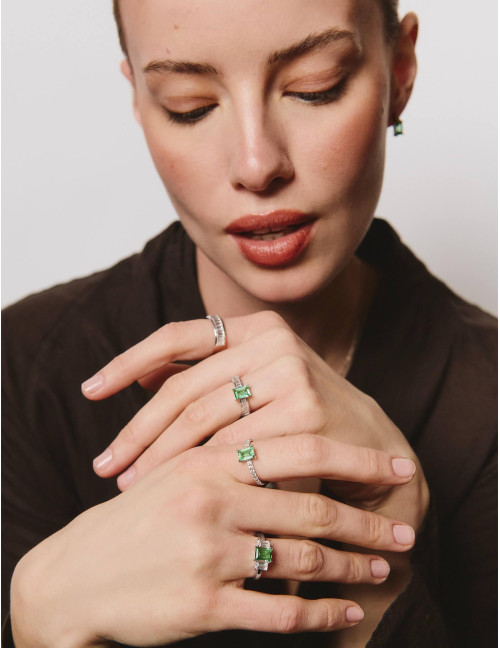 Bague Saint-Honoré Vert Argent Grande