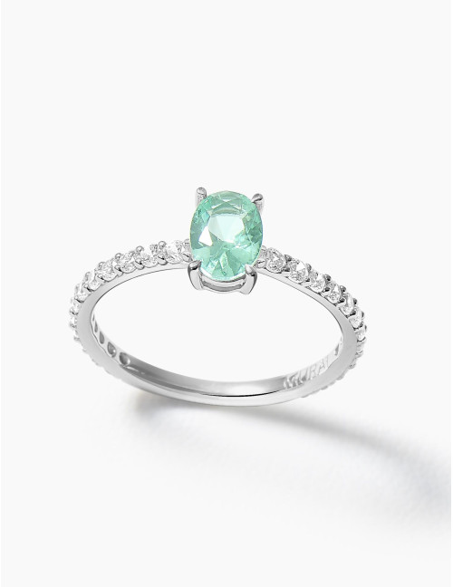 Bague Madeleine Vert Argent Grande
