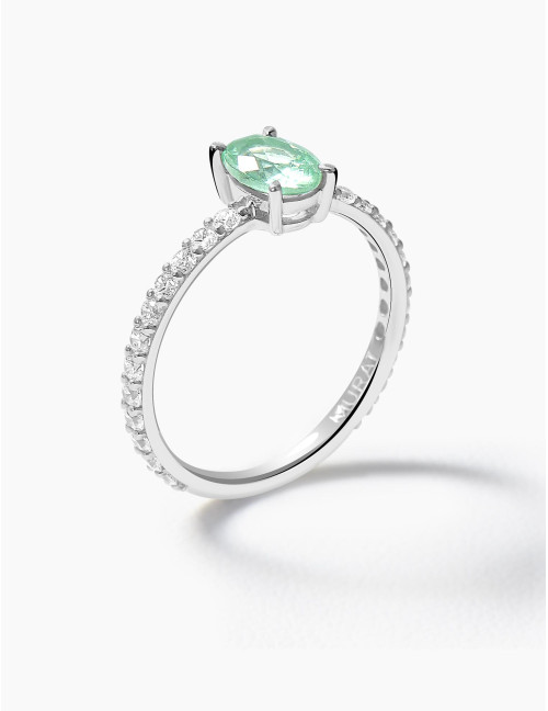 Bague Madeleine Vert Argent Grande