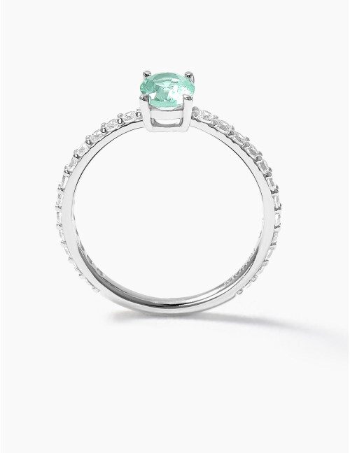 Bague Madeleine Vert Argent Grande