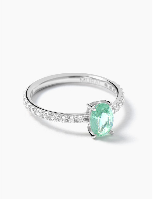 Bague Madeleine Vert Argent Grande