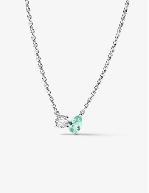 Collier Toi & Moi Twist Vert Argent