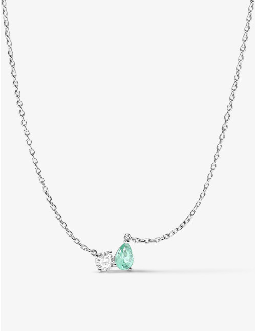 Collier Toi & Moi Twist Vert Argent