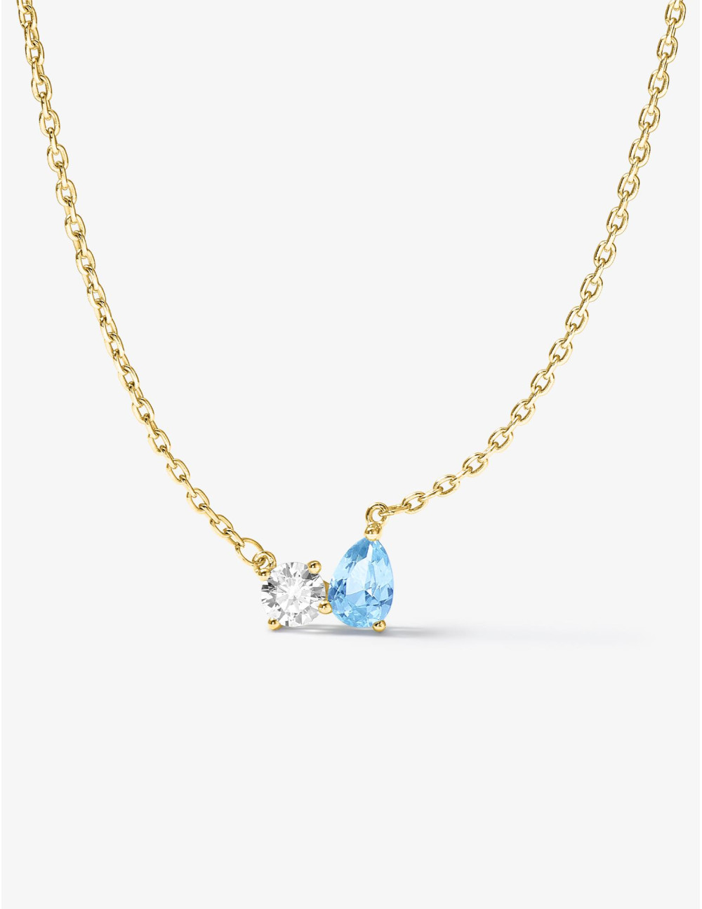Collier Toi & Moi Twist Bleu Glacier Doré