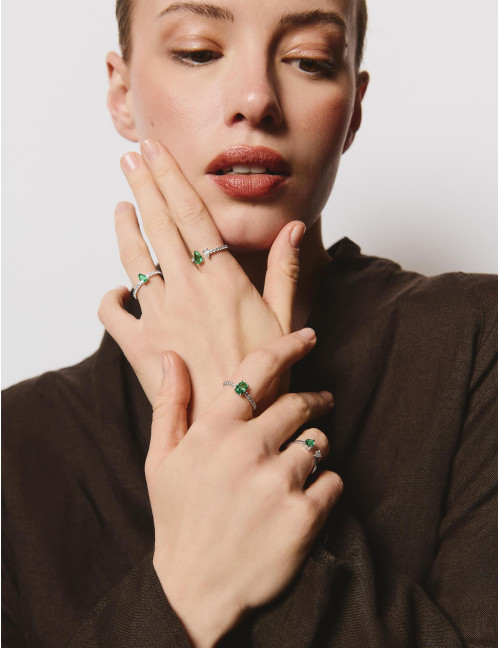Bague Vivienne Duo Vert Argent