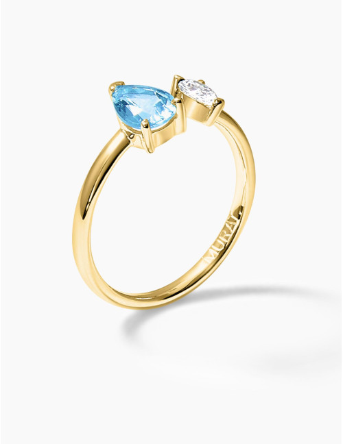 Bague Vivienne Duo Bleu Glacier Doré