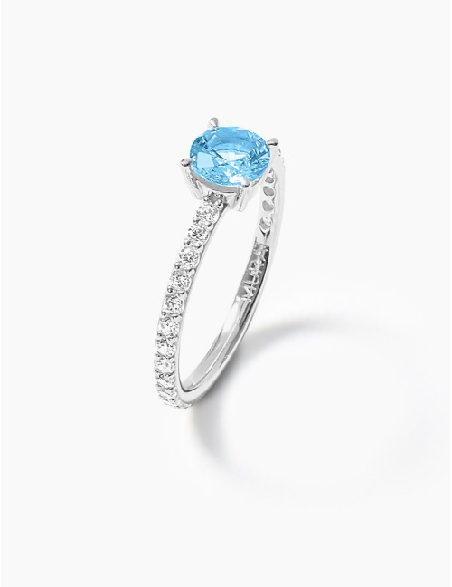 Bague Saint-Louis Bleu Glacier Accompagnée Argent