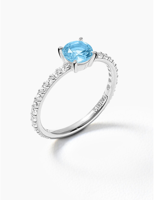 Bague Saint-Louis Bleu Glacier Accompagnée Argent