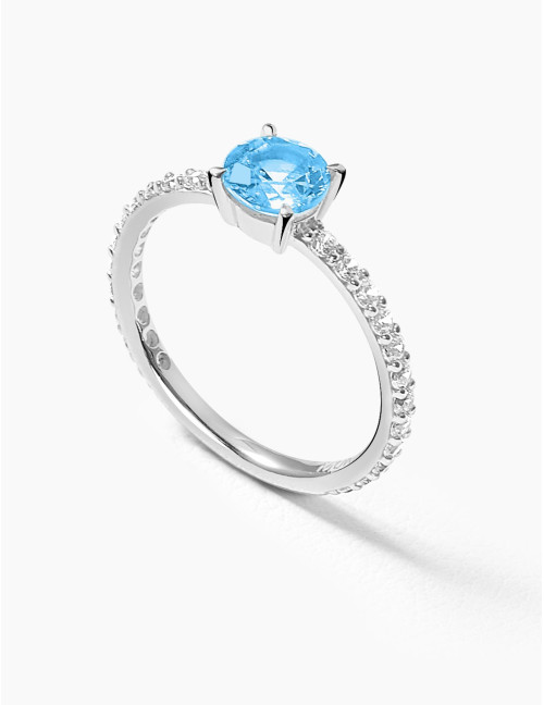 Bague Saint-Louis Bleu Glacier Accompagnée Argent