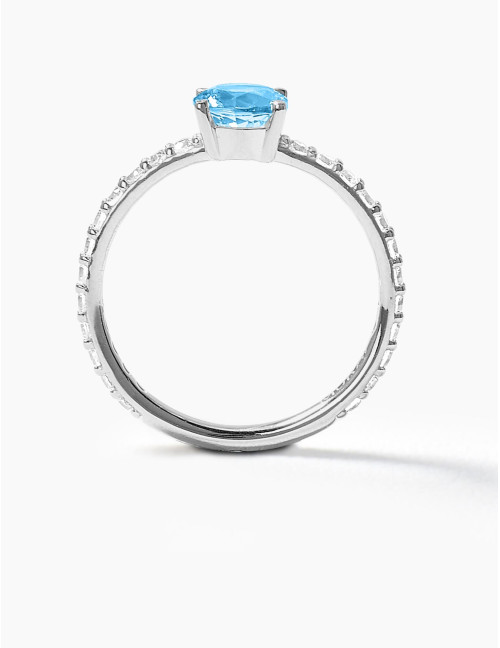 Bague Saint-Louis Bleu Glacier Accompagnée Argent