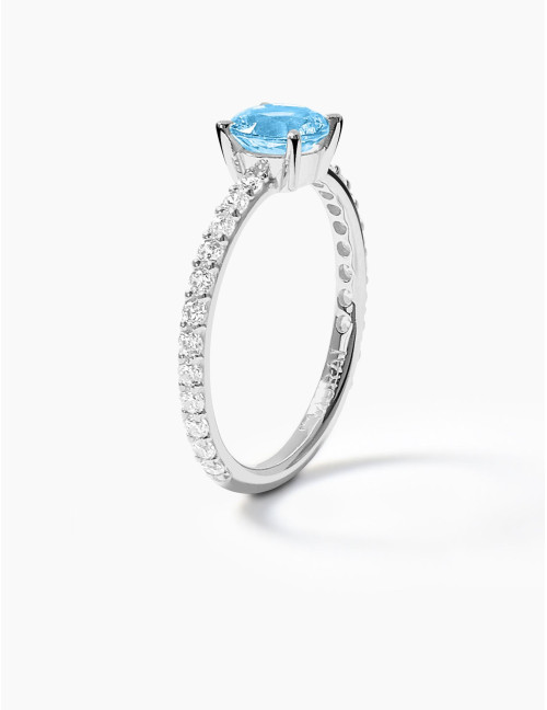 Bague Saint-Louis Bleu Glacier Accompagnée Argent