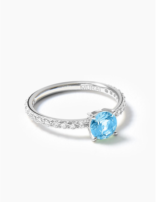 Bague Saint-Louis Bleu Glacier Accompagnée Argent