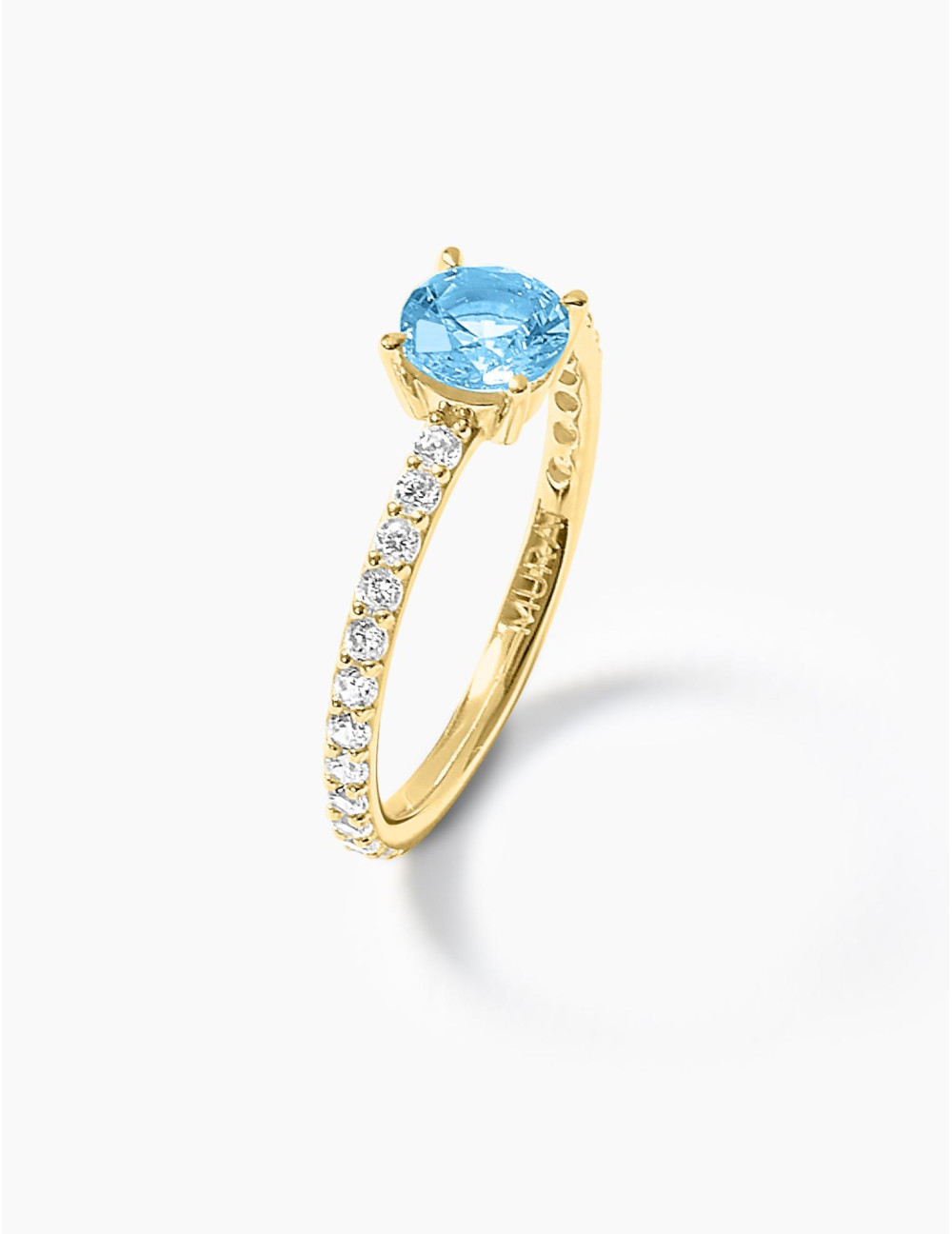 Bague Saint-Louis Bleu Glacier Accompagnée Doré