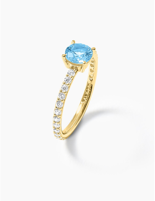 Bague Saint-Louis Bleu Glacier Accompagnée Doré