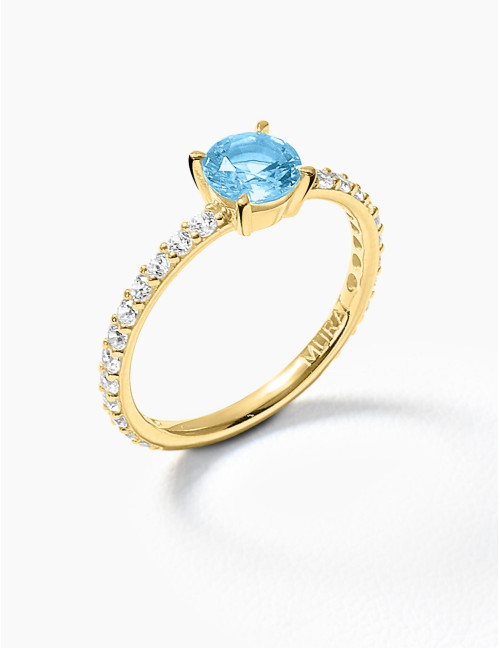 Bague Saint-Louis Bleu Glacier Accompagnée Doré