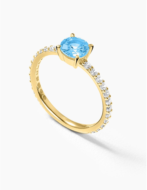 Bague Saint-Louis Bleu Glacier Accompagnée Doré