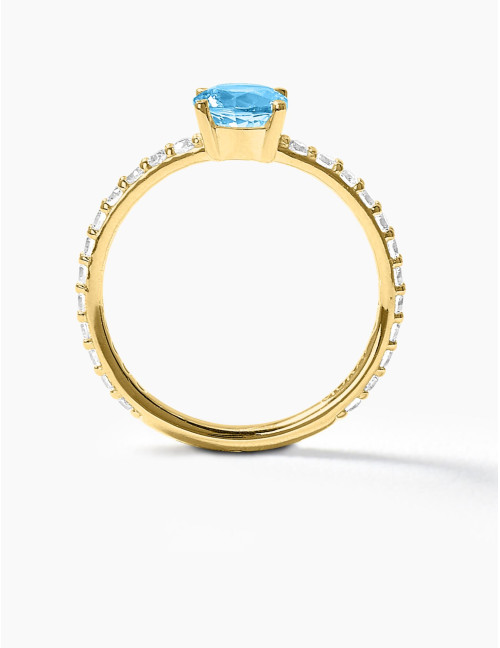 Bague Saint-Louis Bleu Glacier Accompagnée Doré
