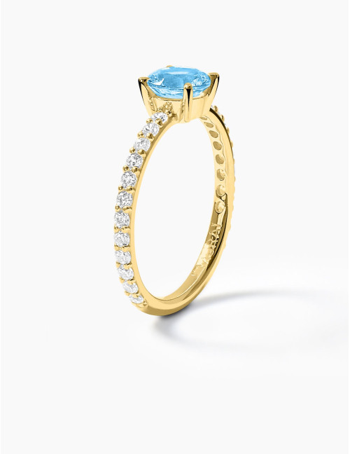 Bague Saint-Louis Bleu Glacier Accompagnée Doré