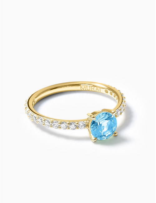 Bague Saint-Louis Bleu Glacier Accompagnée Doré