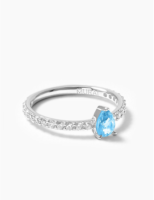 Bague Vivienne Bleu Glacier Accompagnée Argent