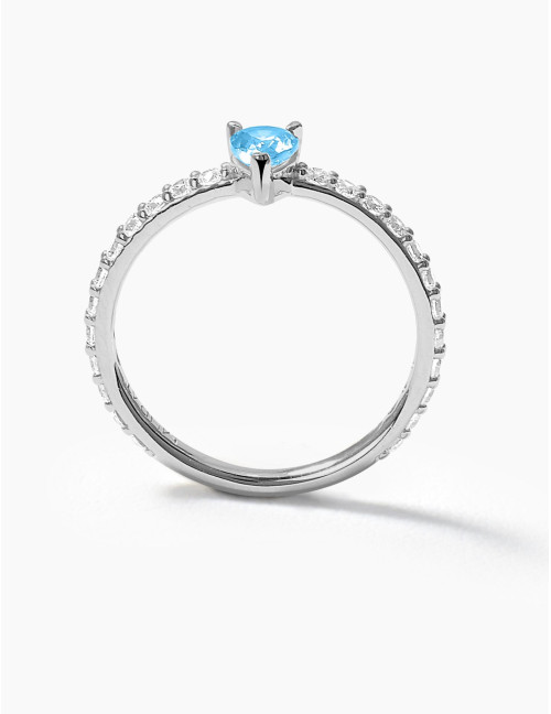 Bague Vivienne Bleu Glacier Accompagnée Argent