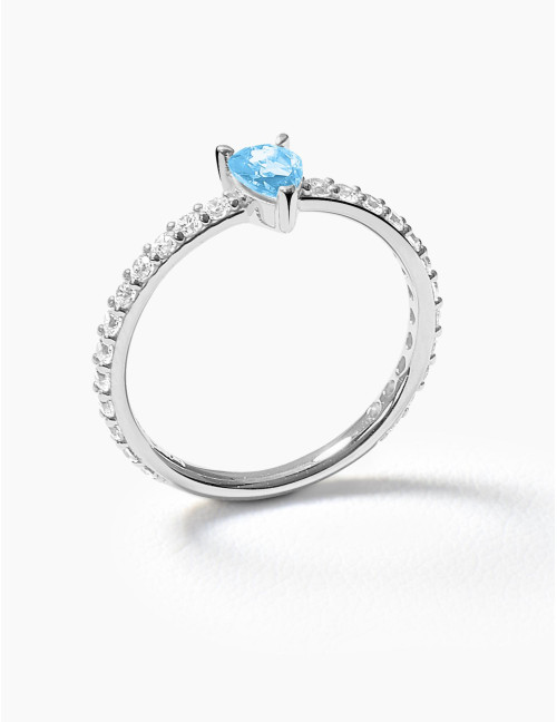 Bague Vivienne Bleu Glacier Accompagnée Argent