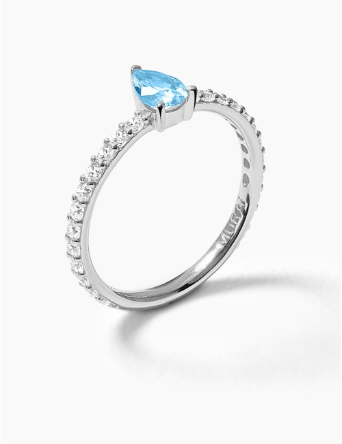 Bague Vivienne Bleu Glacier Accompagnée Argent