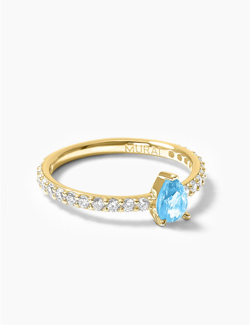 Bague Vivienne Bleu Glacier Accompagnée Doré