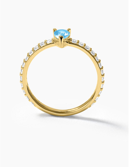 Bague Vivienne Bleu Glacier Accompagnée Doré