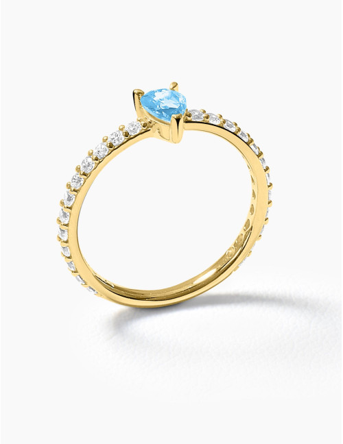 Bague Vivienne Bleu Glacier Accompagnée Doré