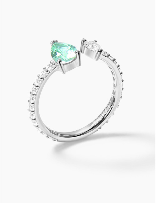 Bague Vivienne Duo Vert Accompagnée Argent