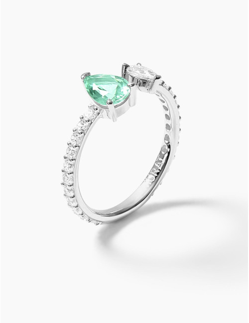 Bague Vivienne Duo Vert Accompagnée Argent