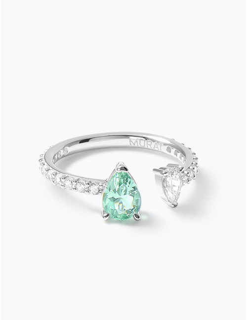 Bague Vivienne Duo Vert Accompagnée Argent