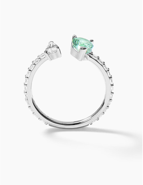 Bague Vivienne Duo Vert Accompagnée Argent