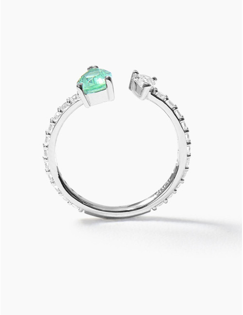 Bague Vivienne Duo Vert Accompagnée Argent