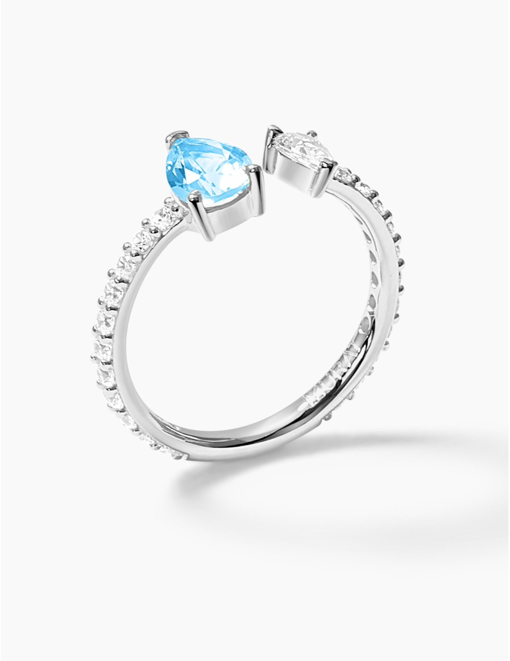 Bague Vivienne Duo Bleu Glacier Accompagnée Argent