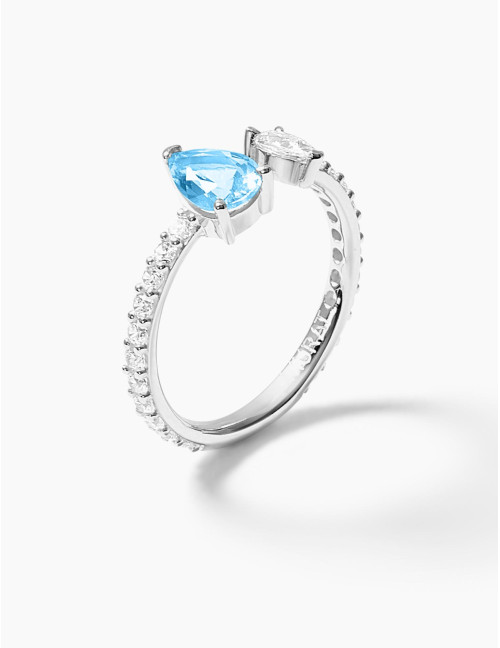 Bague Vivienne Duo Bleu Glacier Accompagnée Argent