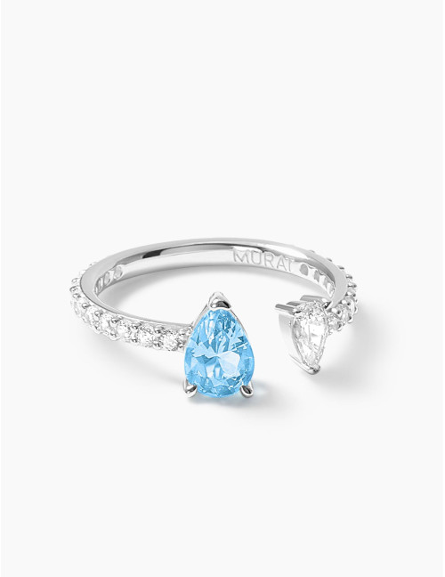Bague Vivienne Duo Bleu Glacier Accompagnée Argent