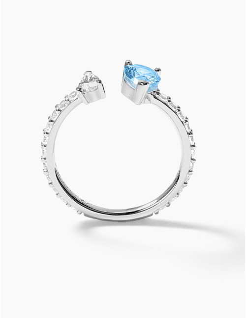 Bague Vivienne Duo Bleu Glacier Accompagnée Argent