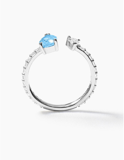 Bague Vivienne Duo Bleu Glacier Accompagnée Argent