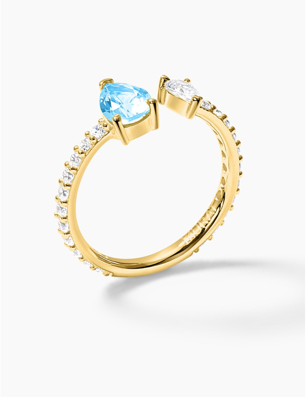 Bague Vivienne Duo Bleu Glacier Accompagnée Doré
